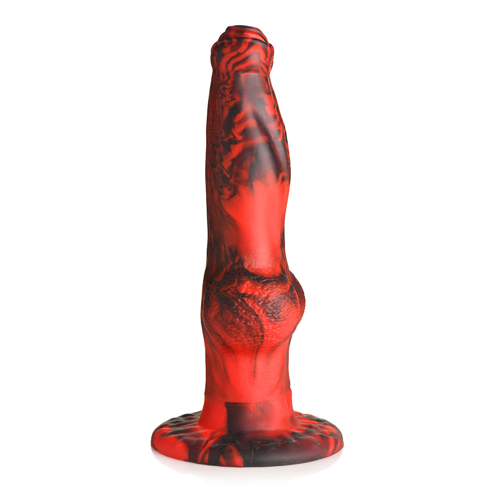 Creature Cocks Hell-Wolf Thrusting & Vibrating Silicone Dildo - Black/Red