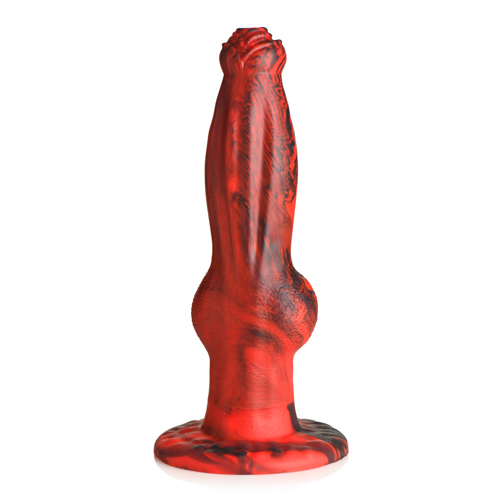 Creature Cocks Hell-Wolf Thrusting & Vibrating Silicone Dildo - Black/Red