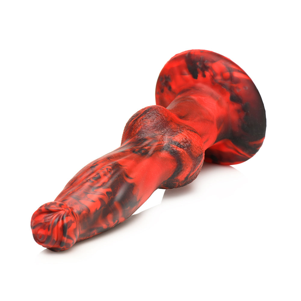 Creature Cocks Hell-Wolf Thrusting & Vibrating Silicone Dildo - Black/Red