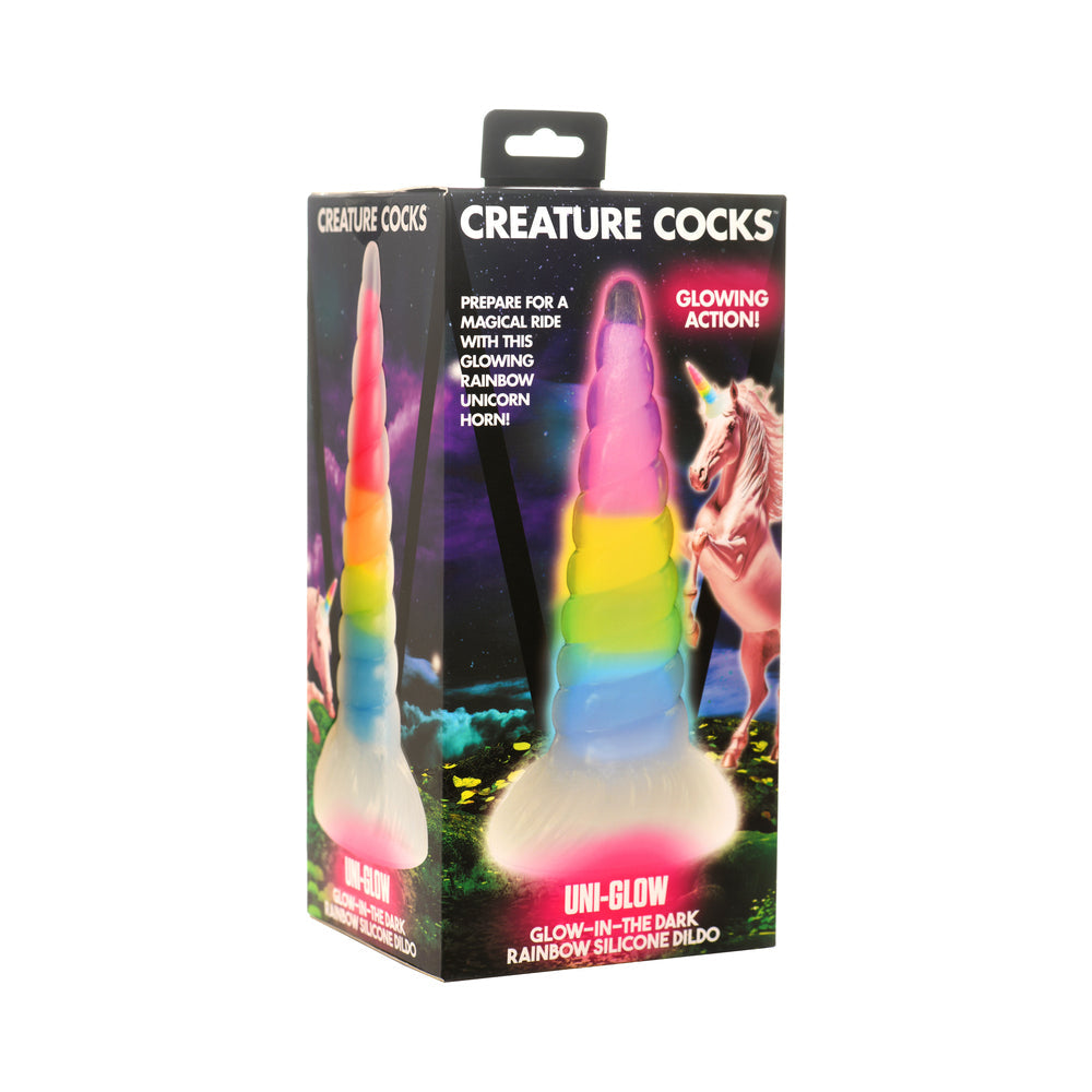 Creature Cocks Uni Glow in the Dark Silicone Dildo - Rainbow