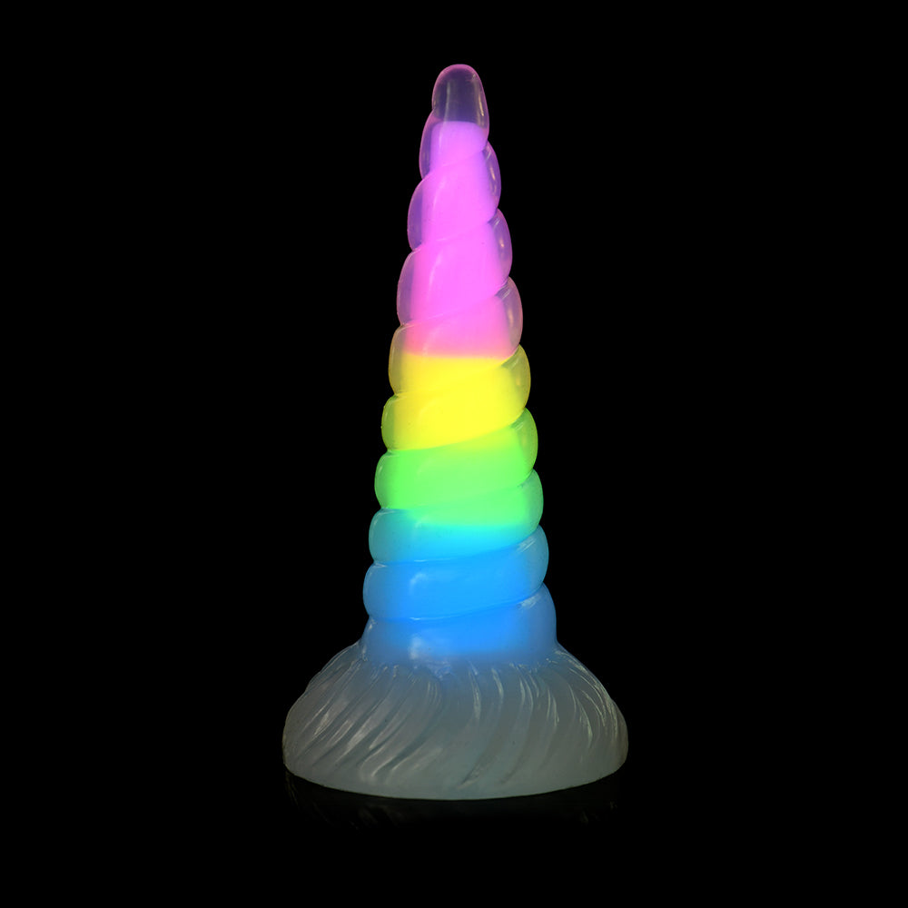 Creature Cocks Uni Glow in the Dark Silicone Dildo - Rainbow