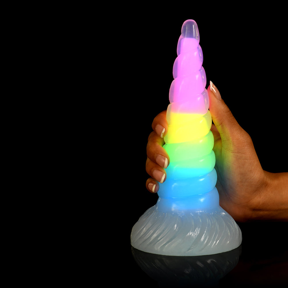 Creature Cocks Uni Glow in the Dark Silicone Dildo - Rainbow