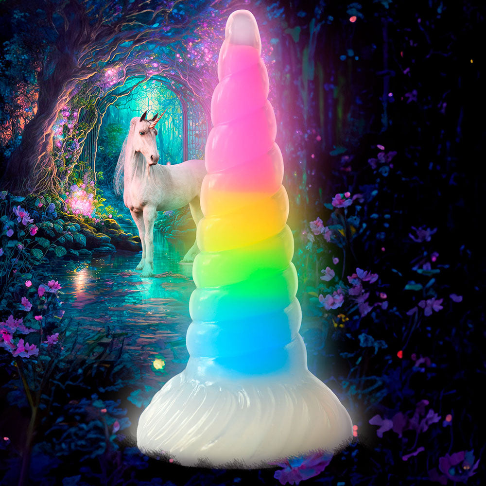 Creature Cocks Uni Glow in the Dark Silicone Dildo - Rainbow