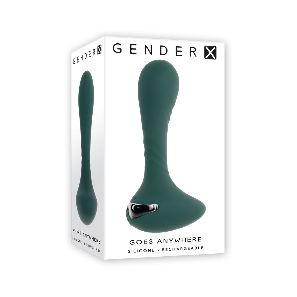 Gender X Goes Anywhere Vibrating Silicone Plug - Teal