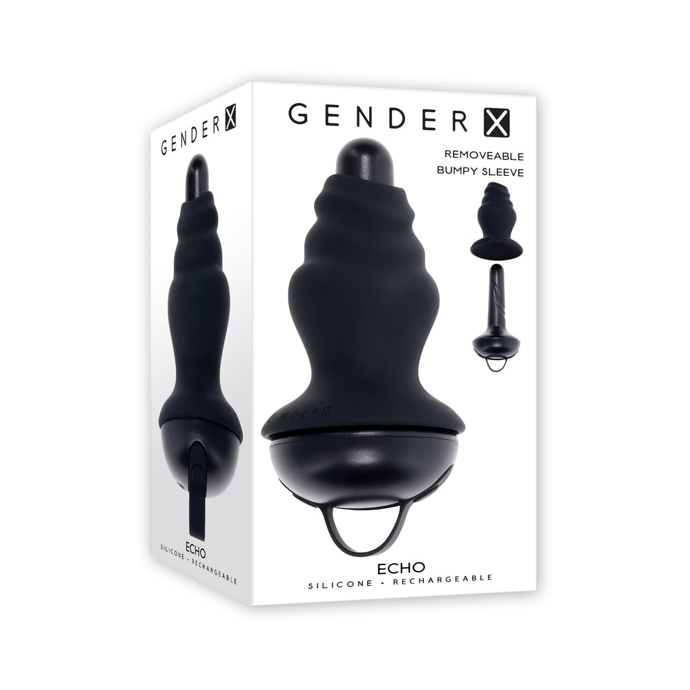 Gender X ECHO Vibrating Shaft w/Removable Silicone Sleeve - Black