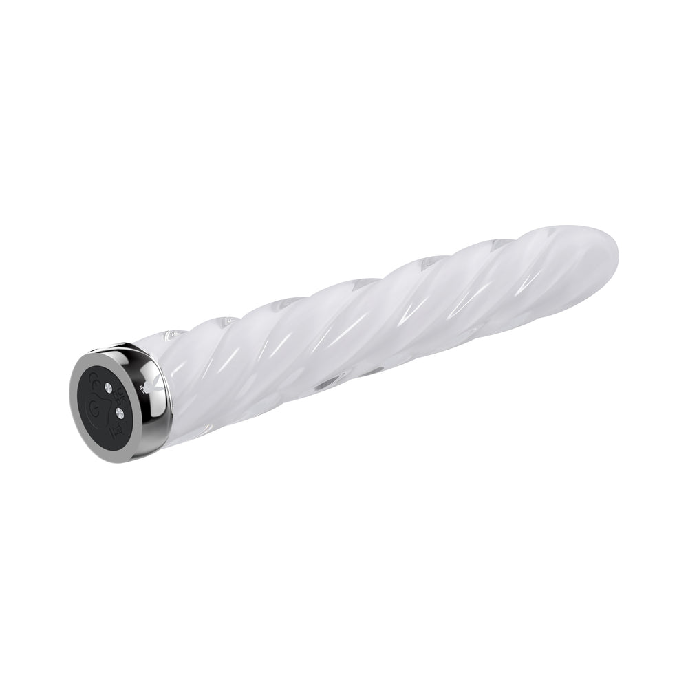 Playboy Pleasure In the Twist Glass Vibrator - White
