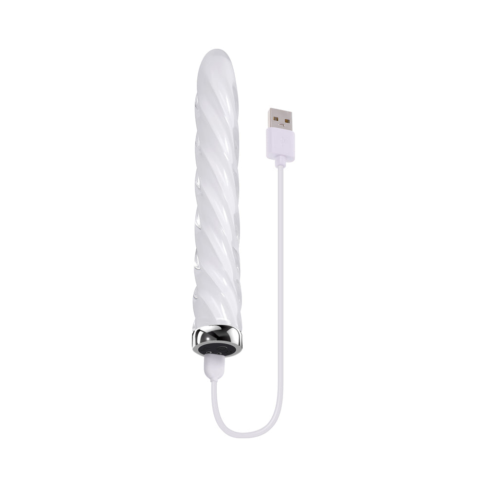 Playboy Pleasure In the Twist Glass Vibrator - White