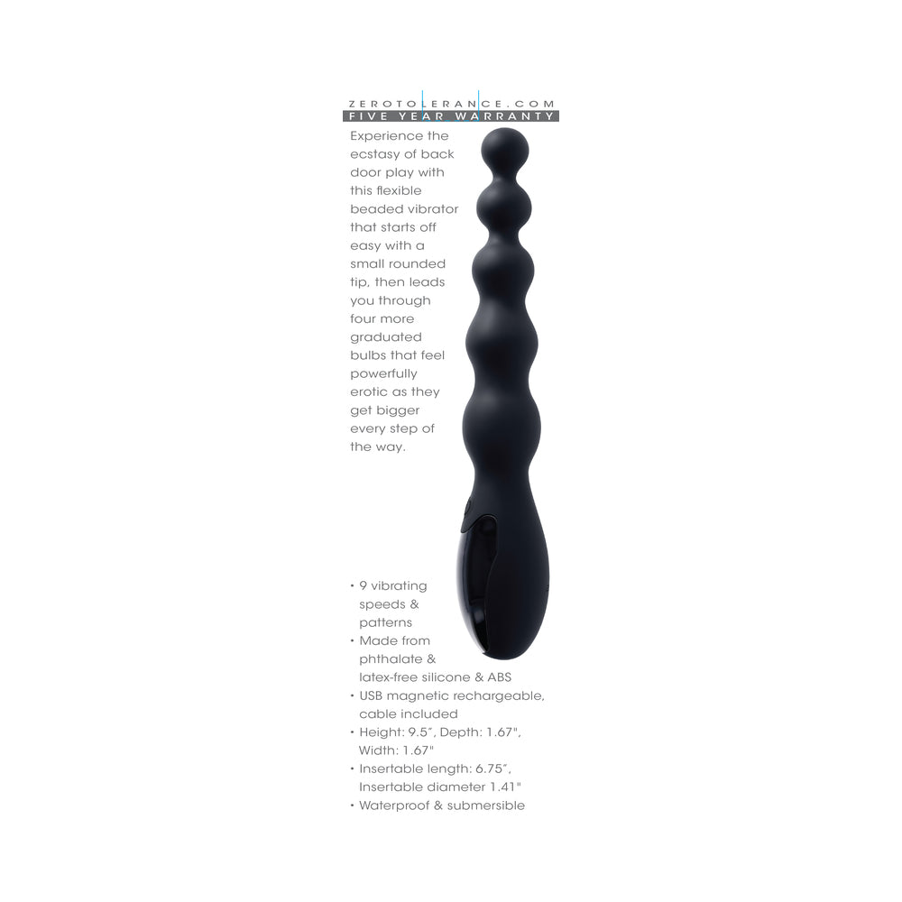 Zero Tolerance Backdoor Baton Beaded Anal Vibrator - Black