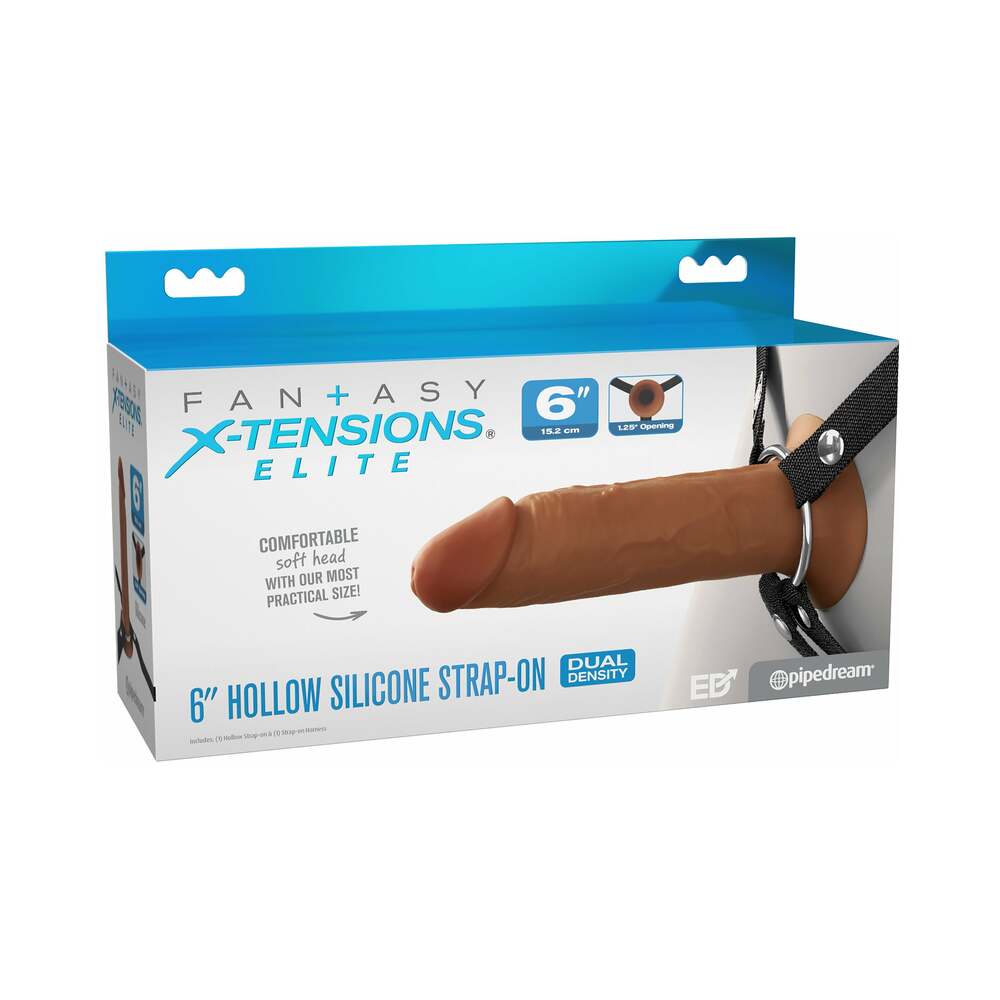 Fantasy X-Tensions Elite Silicone Hollow Strap On-Brown 6"
