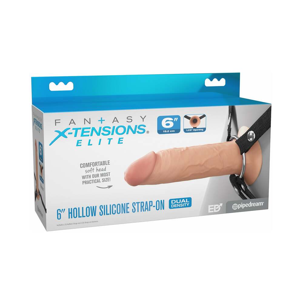 Fantasy X-tensions Elite 6" Silicone Hollow Strap-on w/Harness - Light