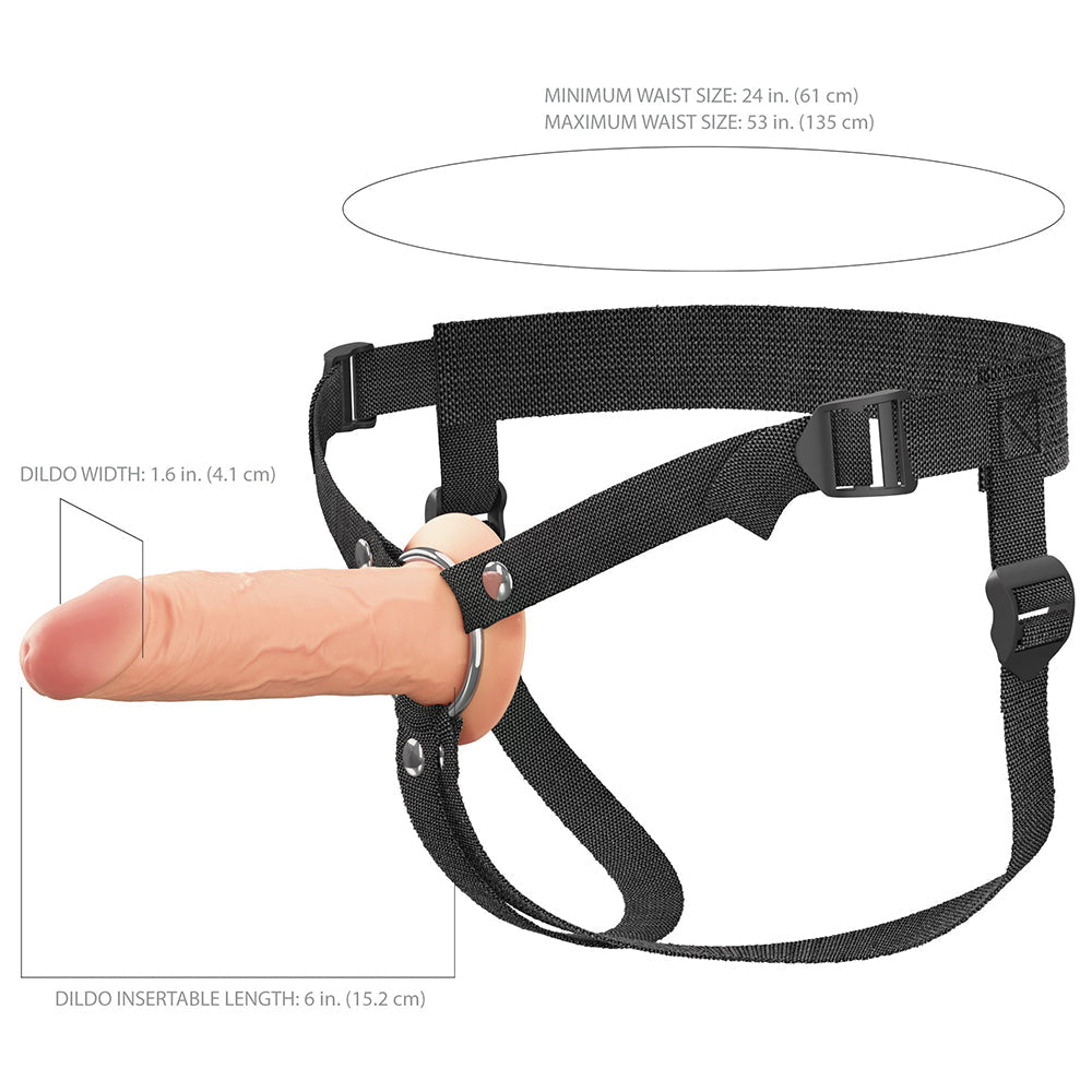 Fantasy X-tensions Elite 6" Silicone Hollow Strap-on w/Harness - Light
