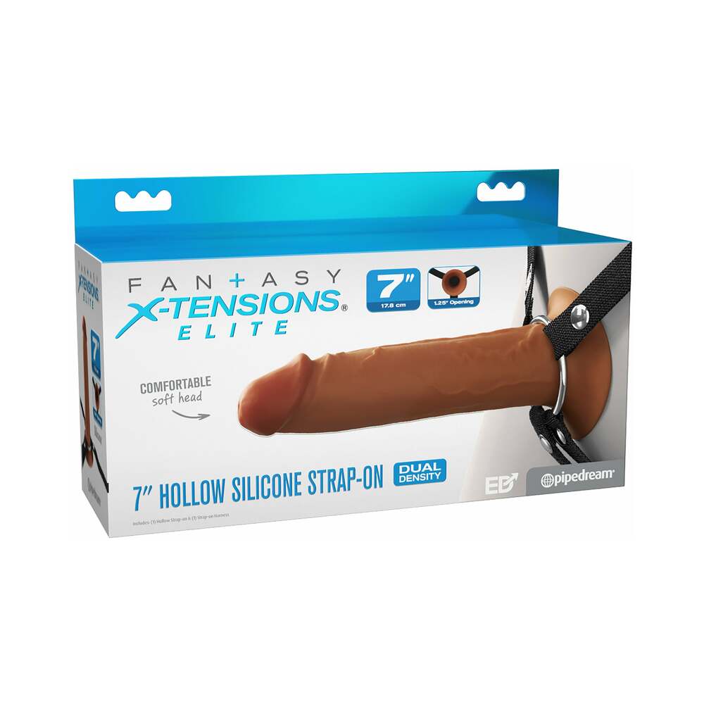 Fantasy X-Tensions Elite Silicone Hollow Strap On-Brown 7"