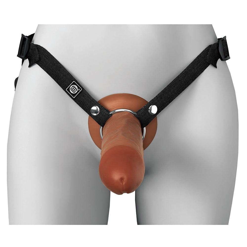 Fantasy X-Tensions Elite Silicone Hollow Strap On-Brown 8"