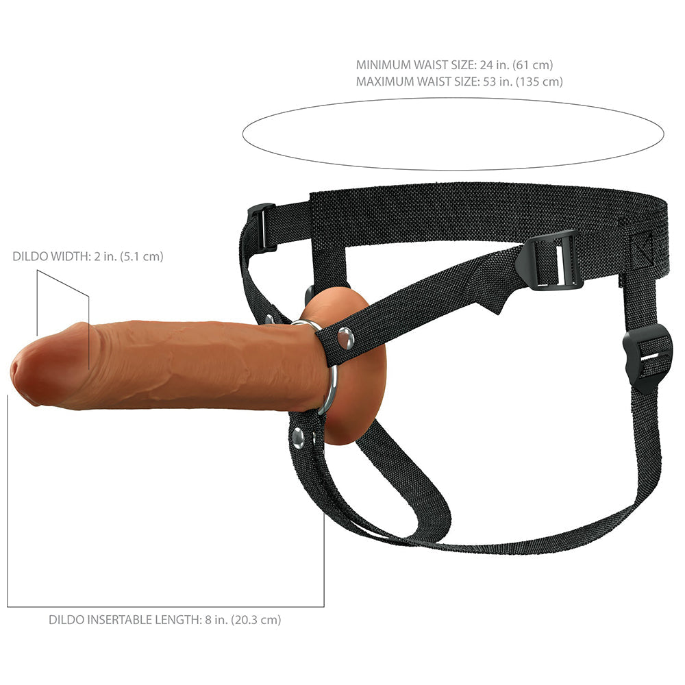 Fantasy X-Tensions Elite Silicone Hollow Strap On-Brown 8"