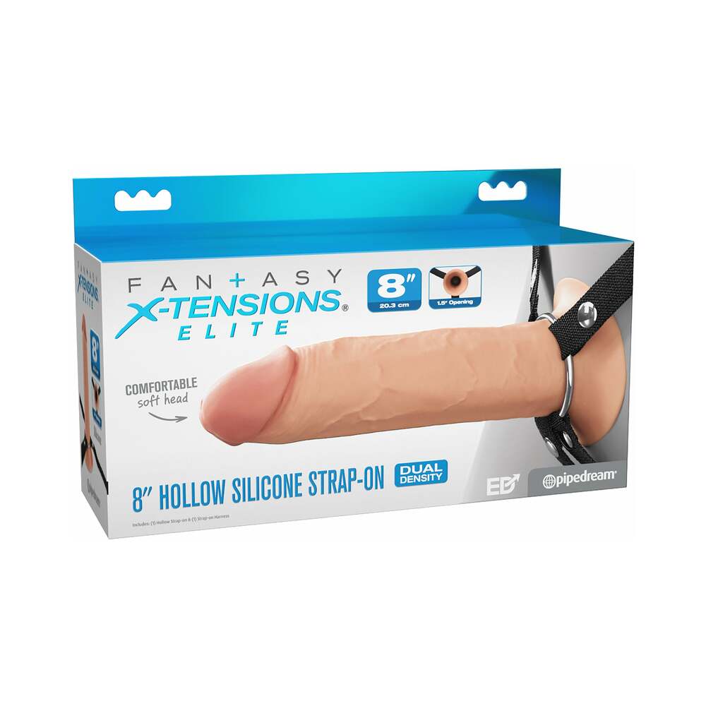 Fantasy X-Tensions Elite Silicone Hollow Strap On-Light 8"