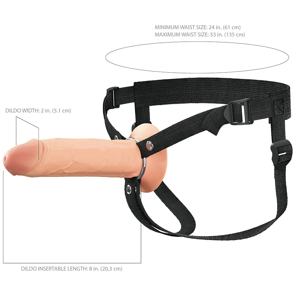 Fantasy X-Tensions Elite Silicone Hollow Strap On-Light 8"