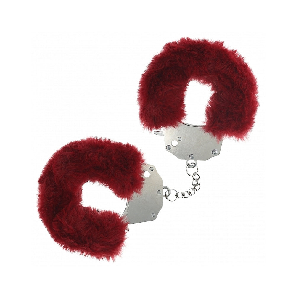 Ouch Heavy Duty Fluffy Handcuffs-Burgandy