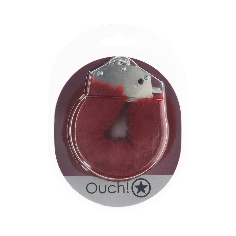 Ouch Heavy Duty Fluffy Handcuffs-Burgandy