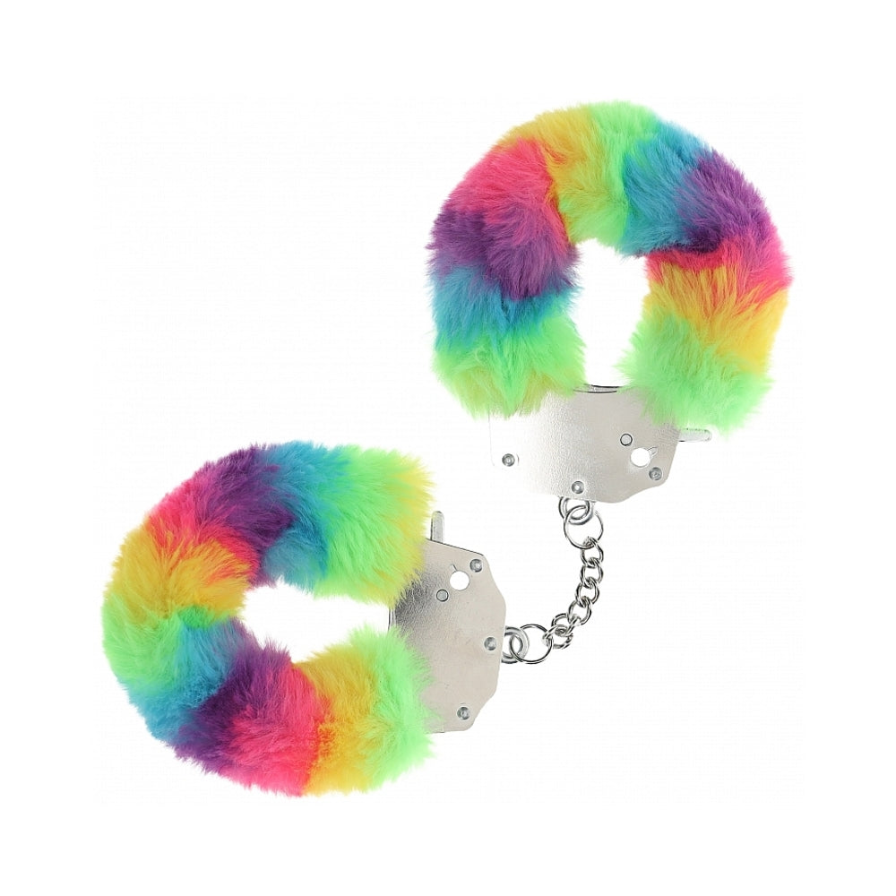 Shots Ouch! Heavy-duty Fluffy Handcuffs - Rainbow
