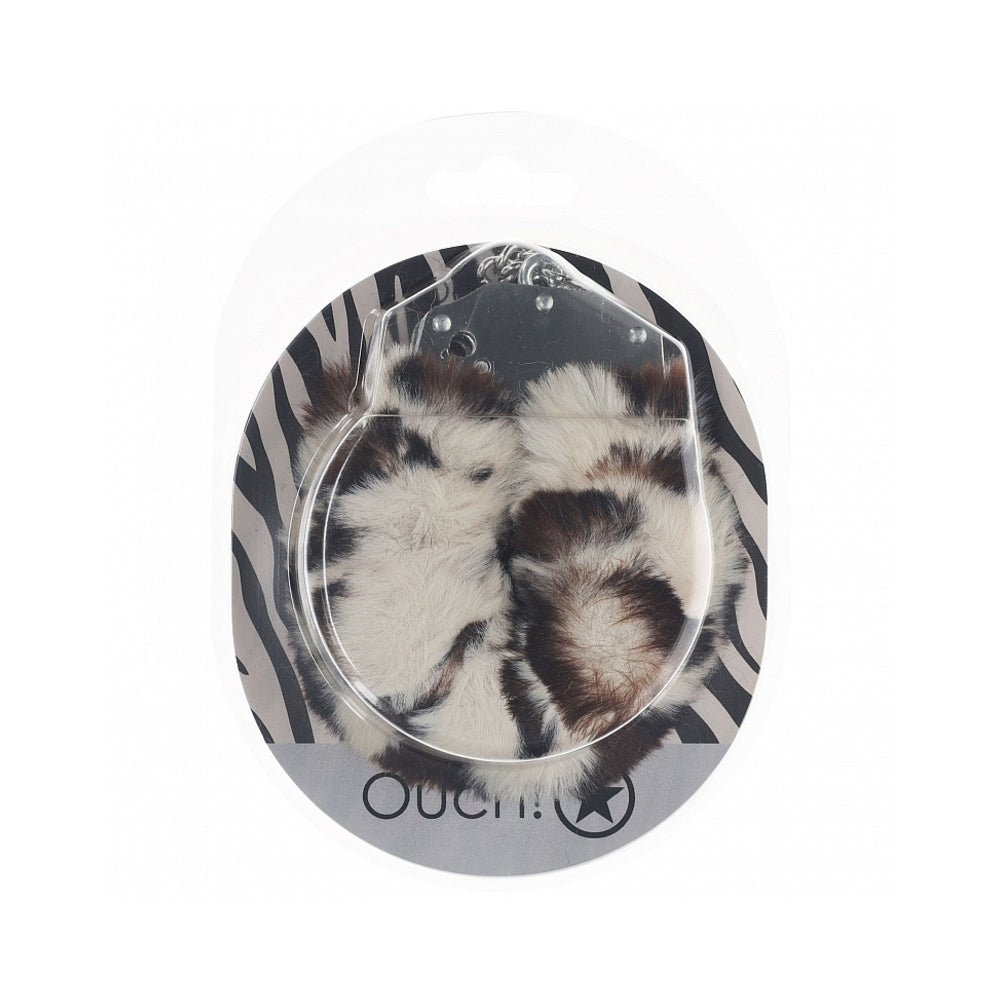 Ouch Heavy Duty Fluffy Handcuffs-SnowLeopard