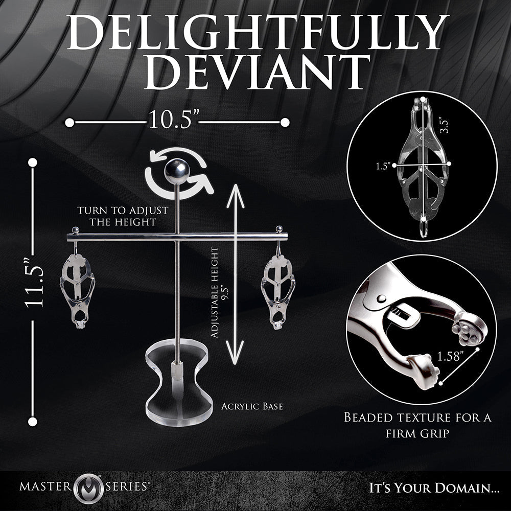Master Series Tower of Pain Nipple Clamps - Silver