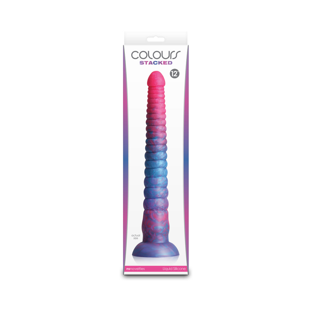 Colours Stacked 12" Dildo - Pink/Blue