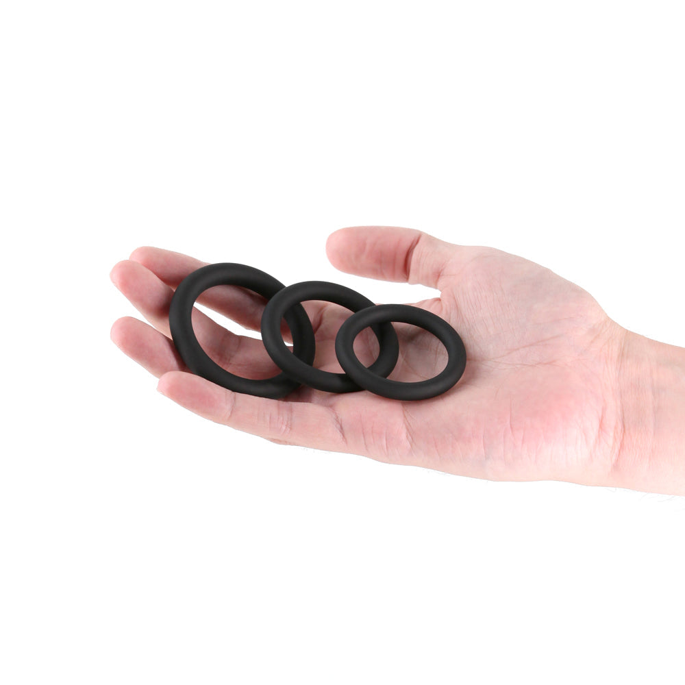 Renegade Slim Cock Rings - Black, 3 pc Set