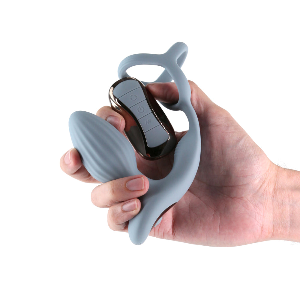 Renegade Pinnacle Cock Ring & Gyrating Prostate Massager - Gray
