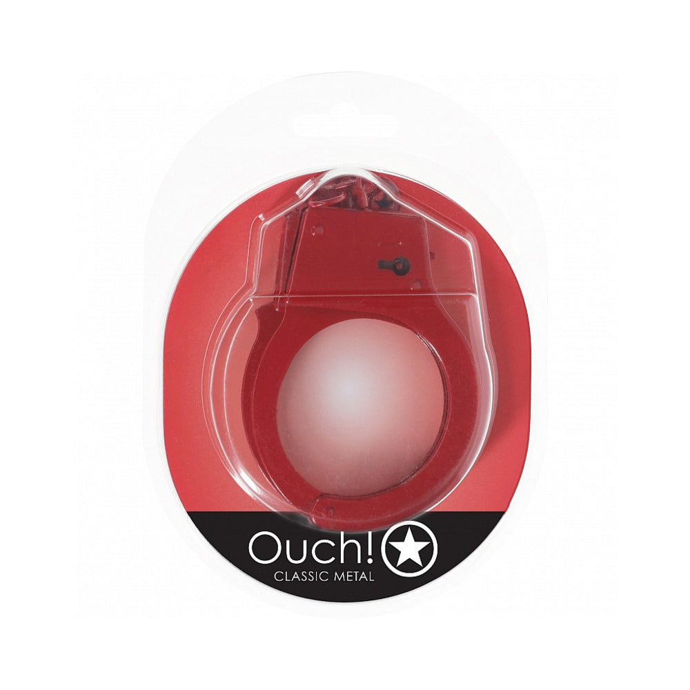 Shots Ouch! Classic Metal Handcuffs - Red
