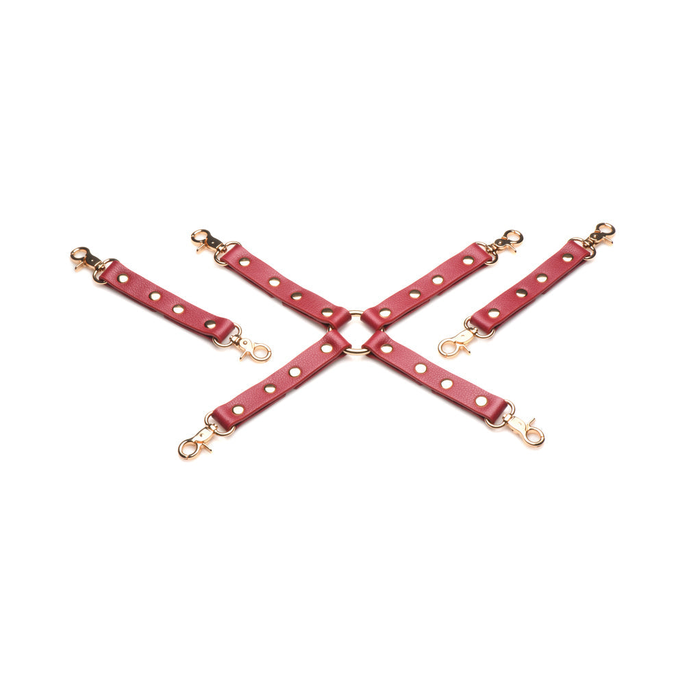 Master Series Crimson Captive Thigh, Wrist, Ankle Hog Tie Restraints - Red