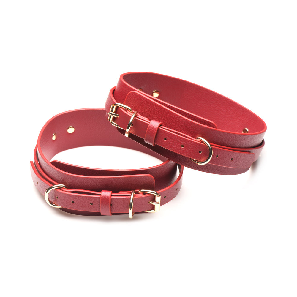 Master Series Crimson Captive Thigh, Wrist, Ankle Hog Tie Restraints - Red