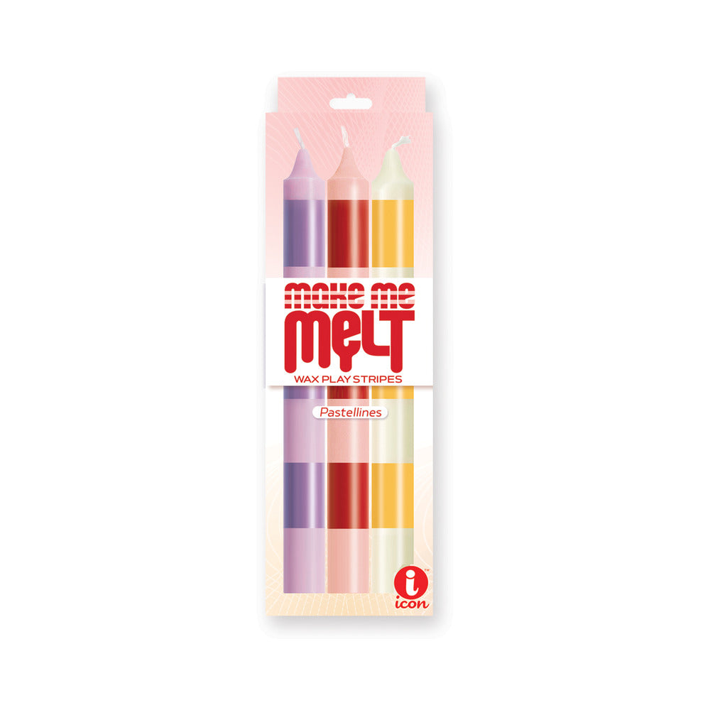The 9's Make Me Melt Drip Candles Stripes-Pastellines 3pk