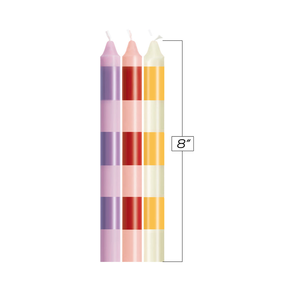 The 9's Make Me Melt Drip Candles Stripes-Pastellines 3pk
