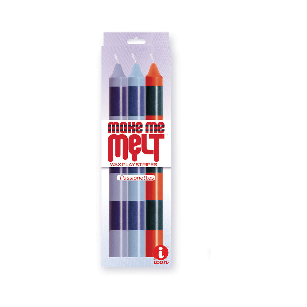 The 9's Make Me Melt Drip Candles Stripes-Passionette 3pk