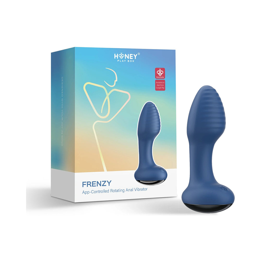Honey Play Box Frenzy Pressure Sensing Rotating Butt Plug-Blue
