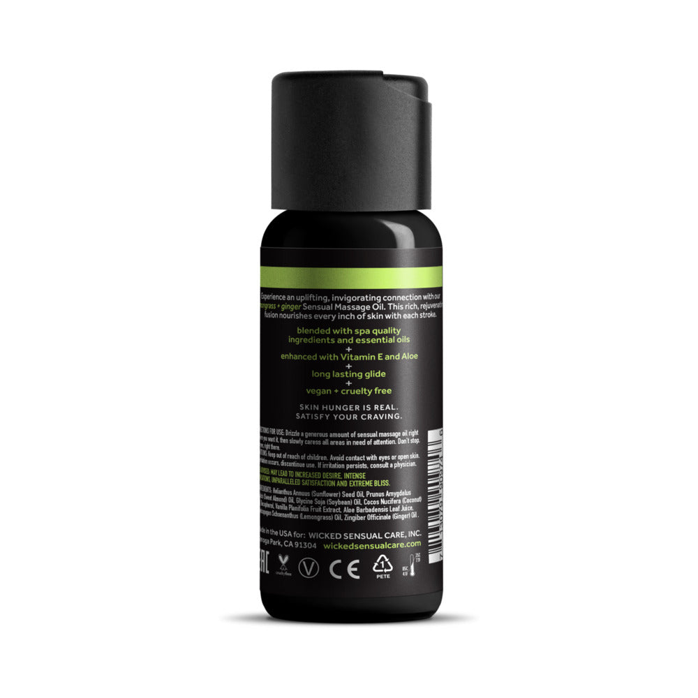 Wicked Sensual Care Sensual Massage Oil-Lemongrass and Ginger 4oz