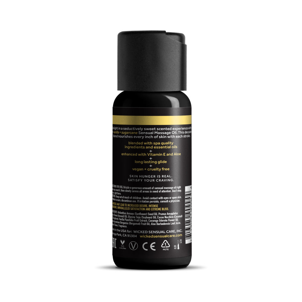 Wicked Sensual Care Sensual Massage Oil-Vanilla and Sugarcane 4oz