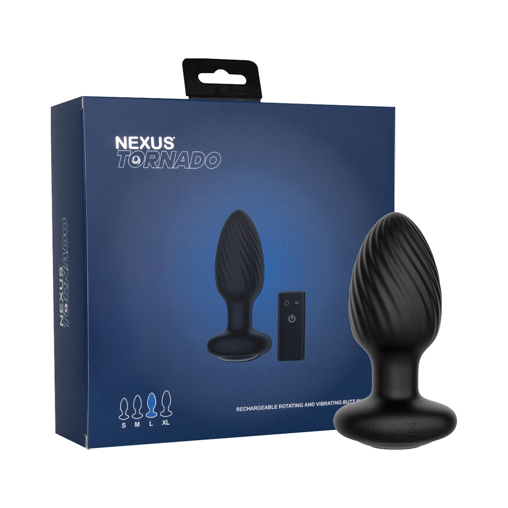 Nexus Tornado Rotating & Vibrating Large Butt Plug w/Remote - Black