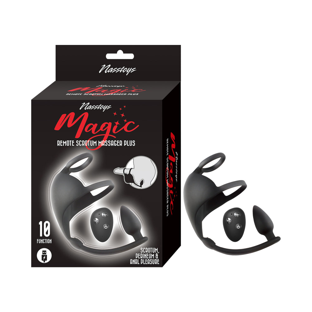 Magic Remote Scrotum Massager Plug-Black