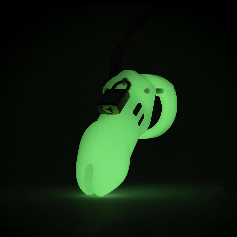 CB-6000 3 1/4" Cock Cage & Lock Set - Glow in the Dark