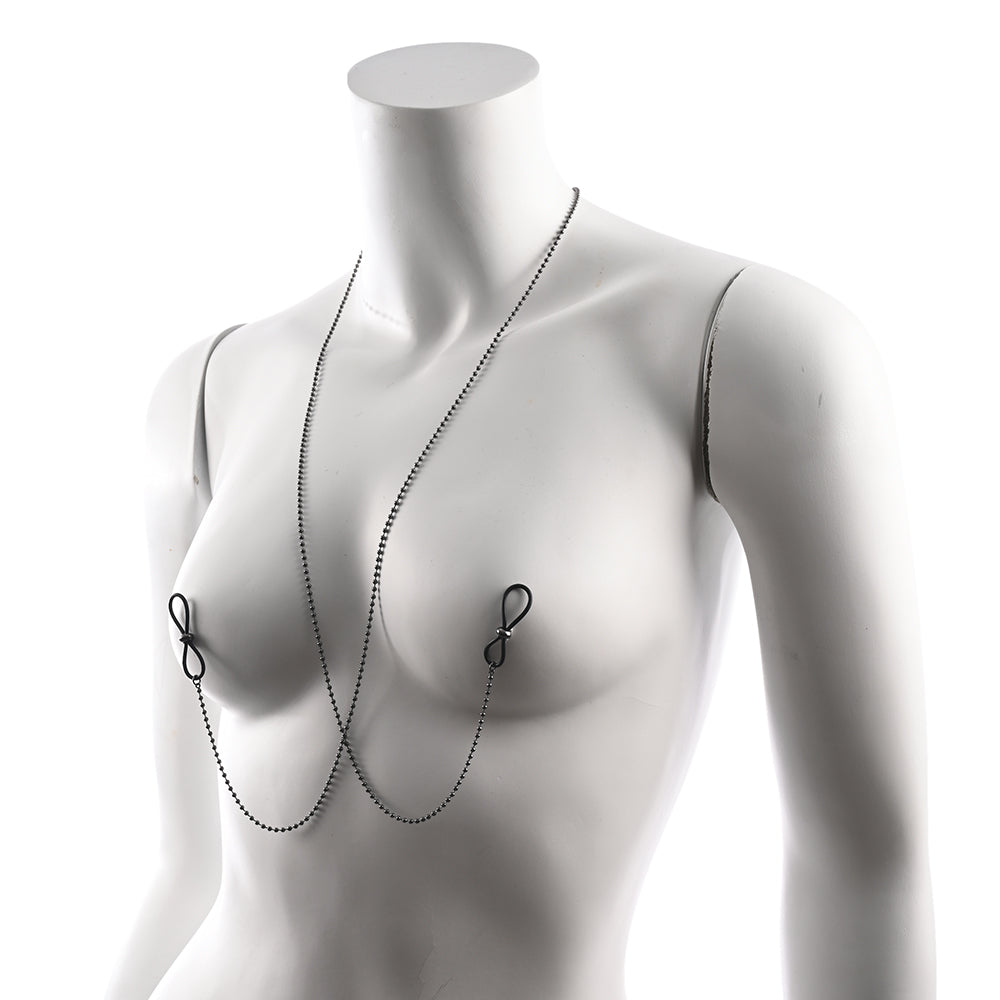 Sex & Mischief Ex's & Oh's Body Jewelry w/Nipple Ties - Black