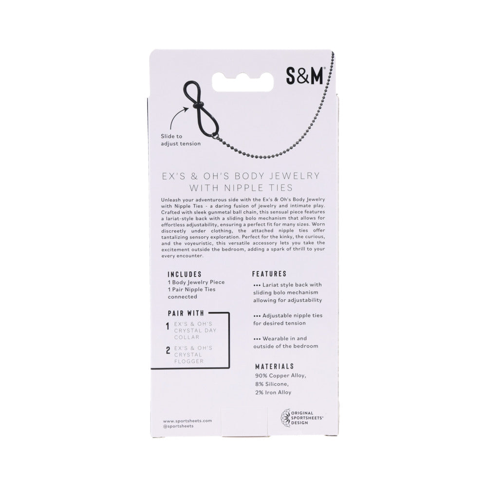 Sex & Mischief Ex's & Oh's Body Jewelry w/Nipple Ties - Black