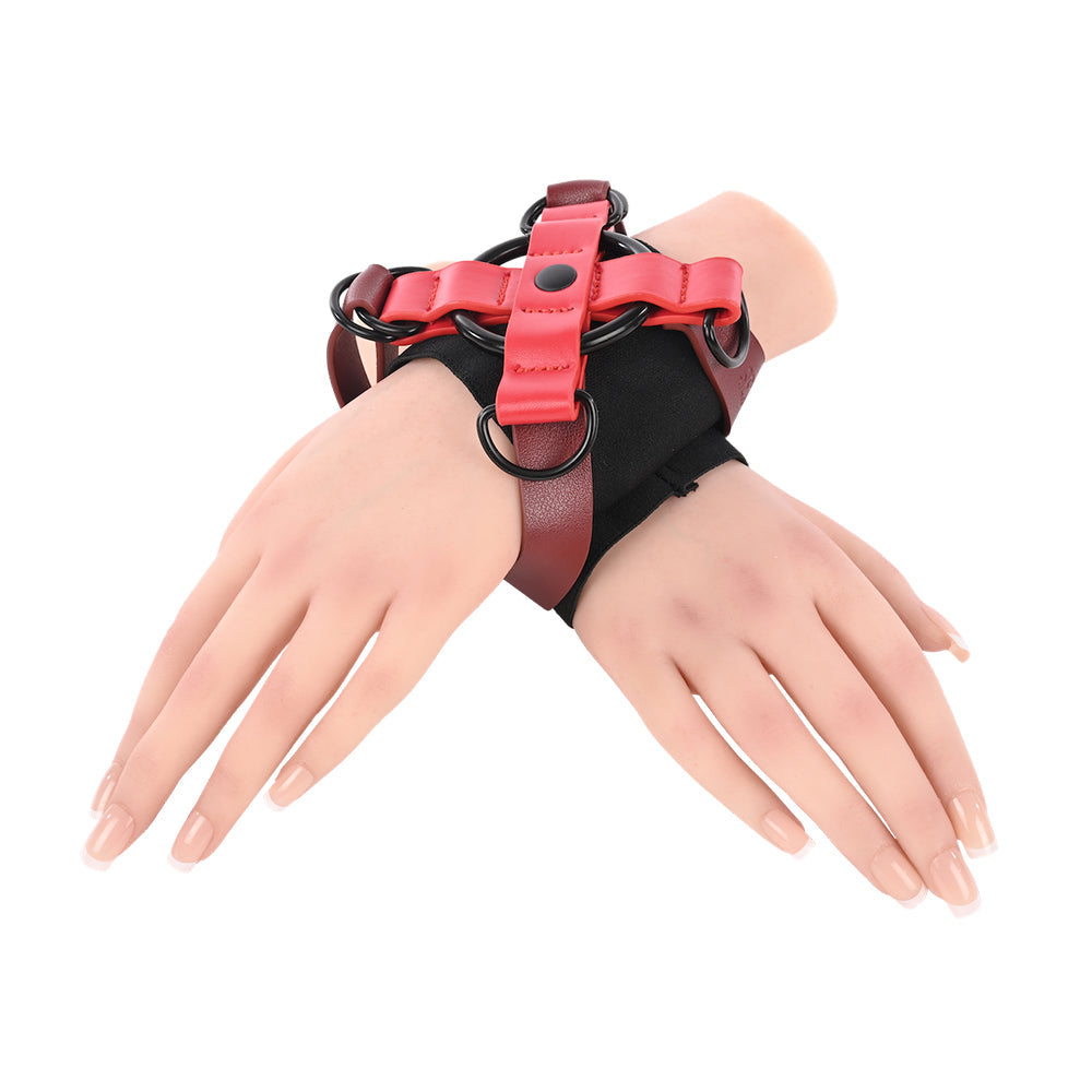 Sex & Mischief Ex's & Oh's Cross Cuffs - Red/Black