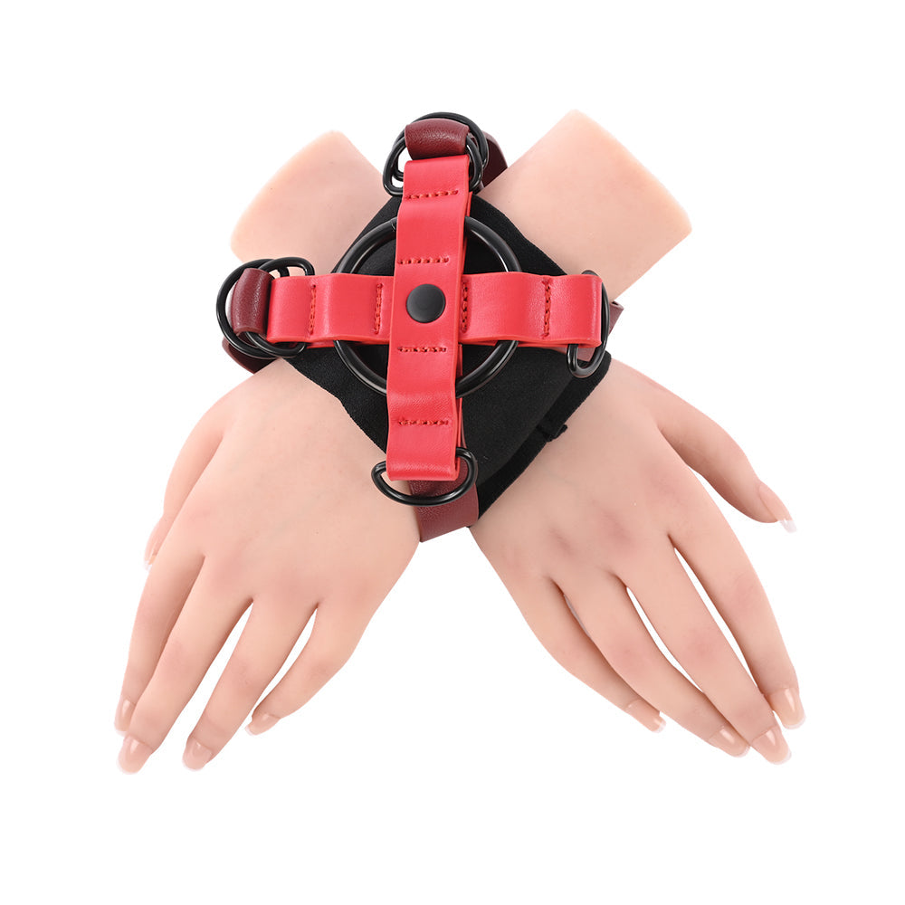 Sex & Mischief Ex's & Oh's Cross Cuffs - Red/Black