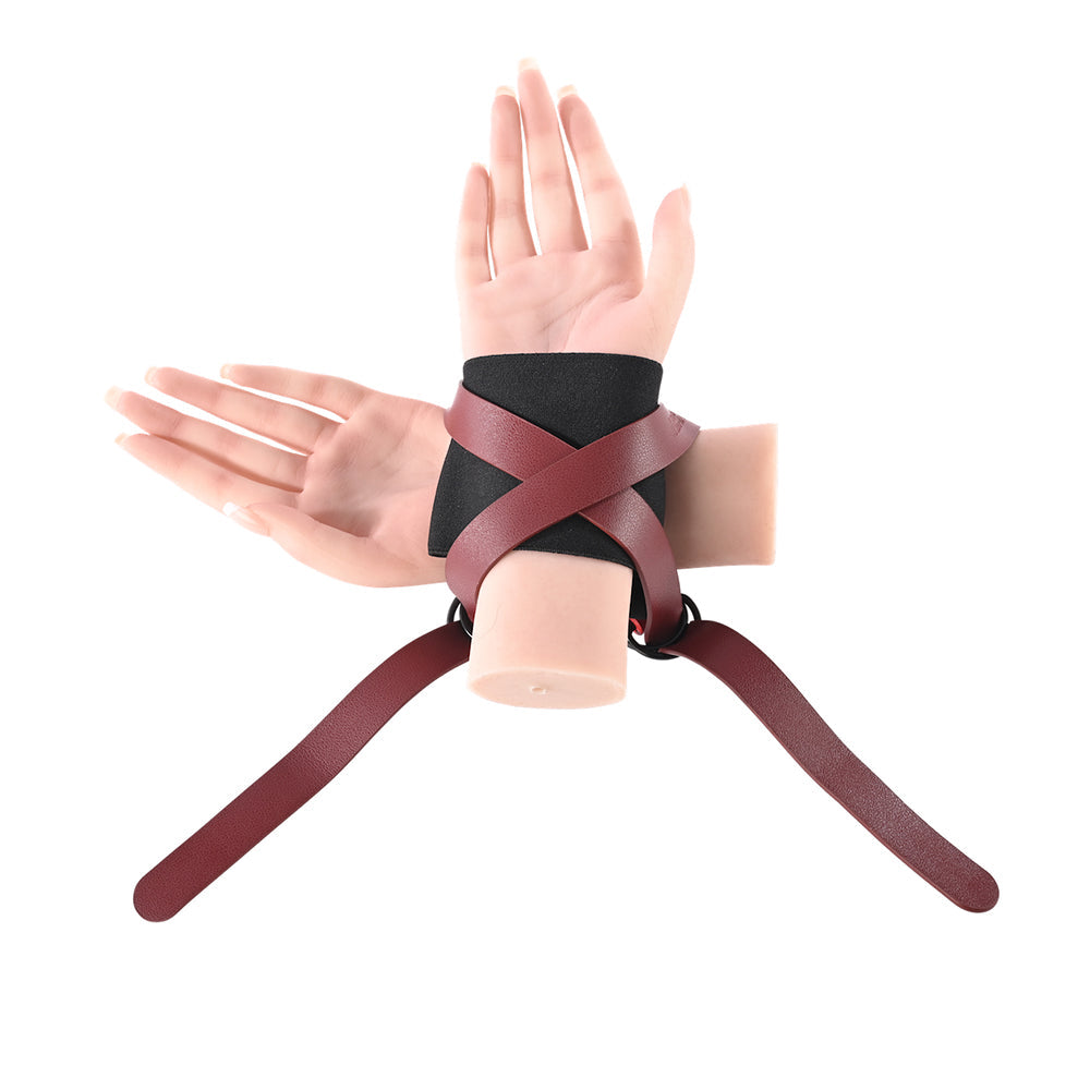 Sex & Mischief Ex's & Oh's Cross Cuffs - Red/Black