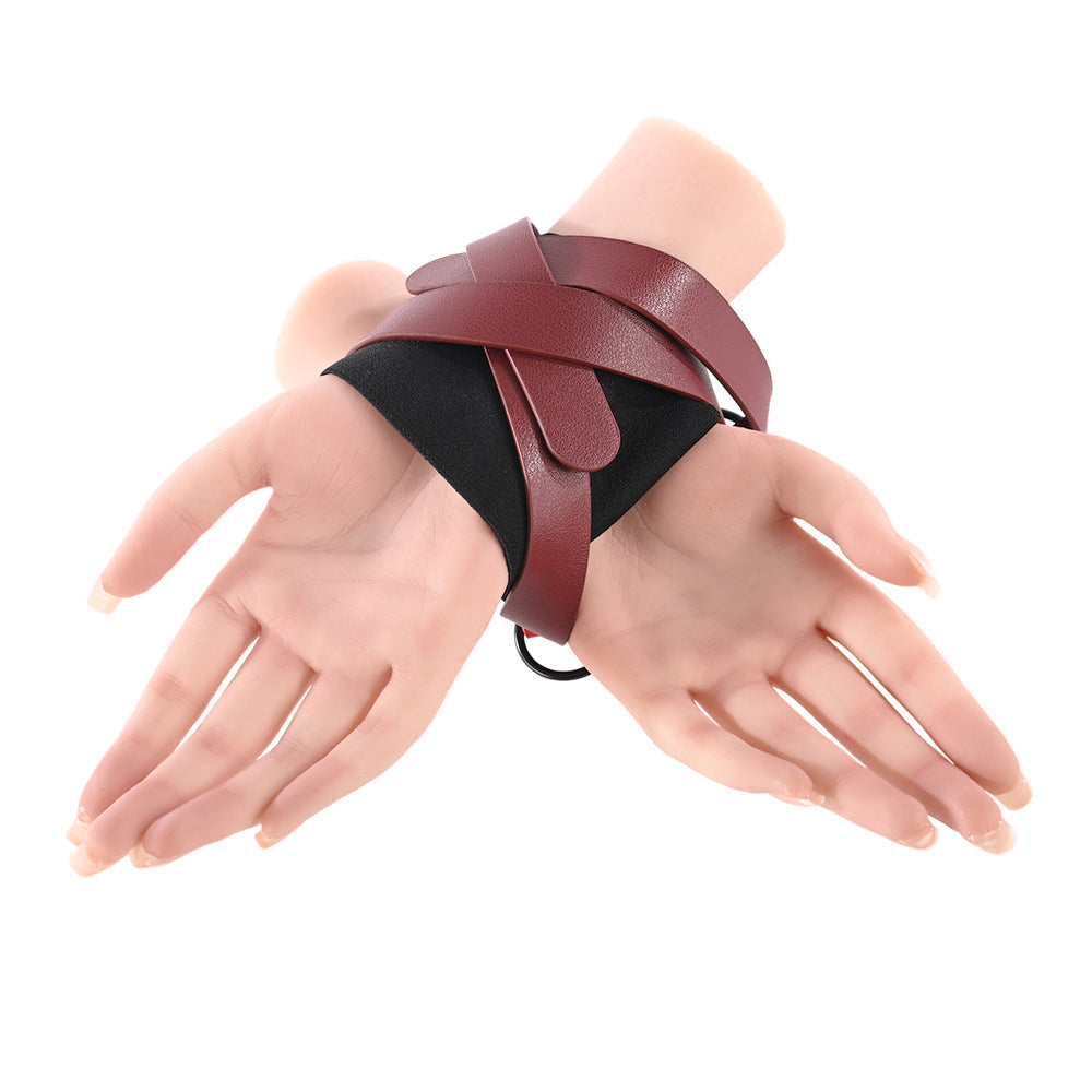Sex & Mischief Ex's & Oh's Cross Cuffs - Red/Black