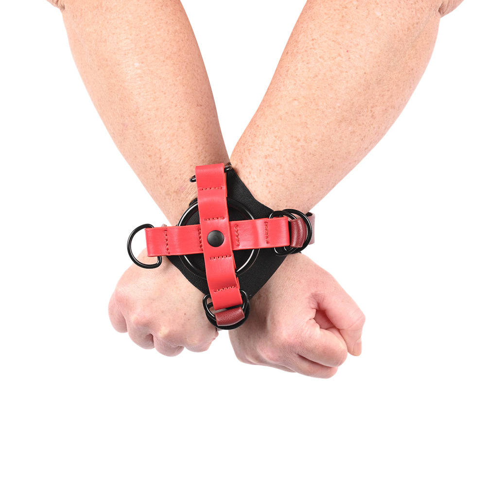 Sex & Mischief Ex's & Oh's Cross Cuffs - Red/Black