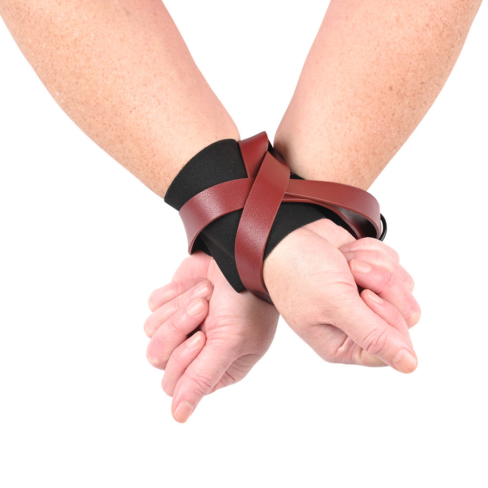 Sex & Mischief Ex's & Oh's Cross Cuffs - Red/Black