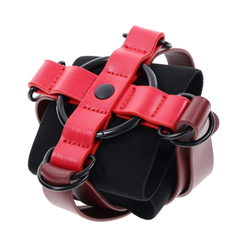 Sex & Mischief Ex's & Oh's Cross Cuffs - Red/Black