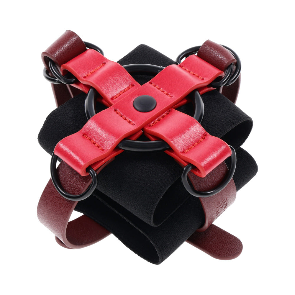Sex & Mischief Ex's & Oh's Cross Cuffs - Red/Black